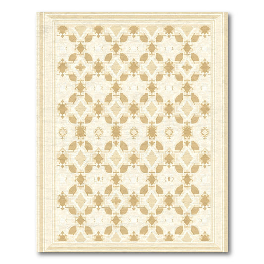 Golden Beige Geometric Mandala Rug