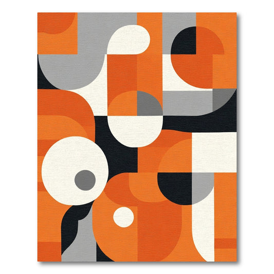 Orange Gray White Abstract Geometric Shapes Rug