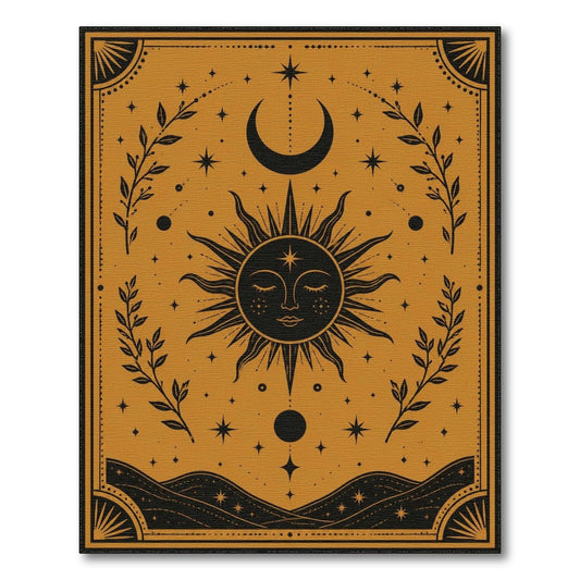 Celestial Sun Moon Boho Area Rug