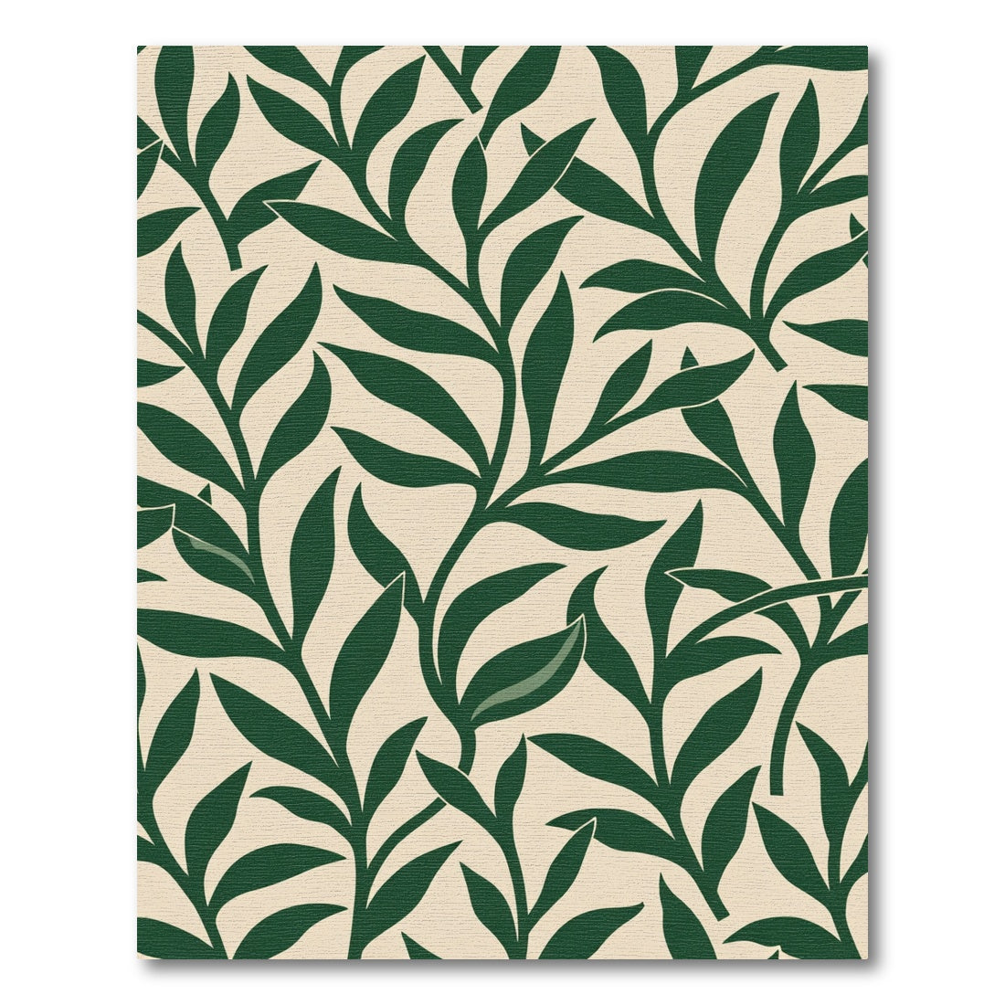 Deep Green Leafy Branch Pattern Rug
