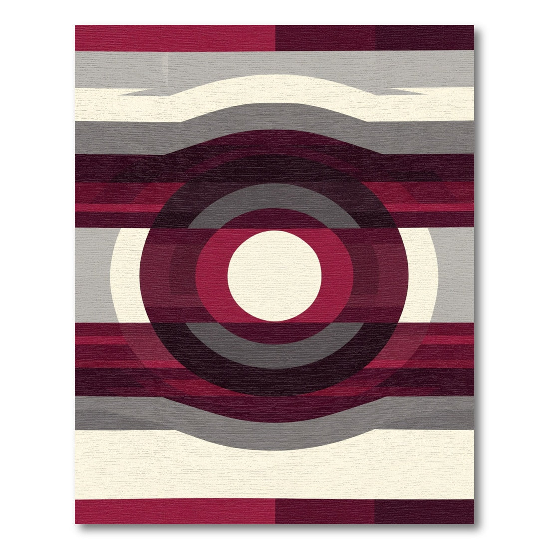 Crimson Gray Concentric Circles Rug