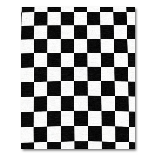 Classic Black White Checkerboard Squares Rug