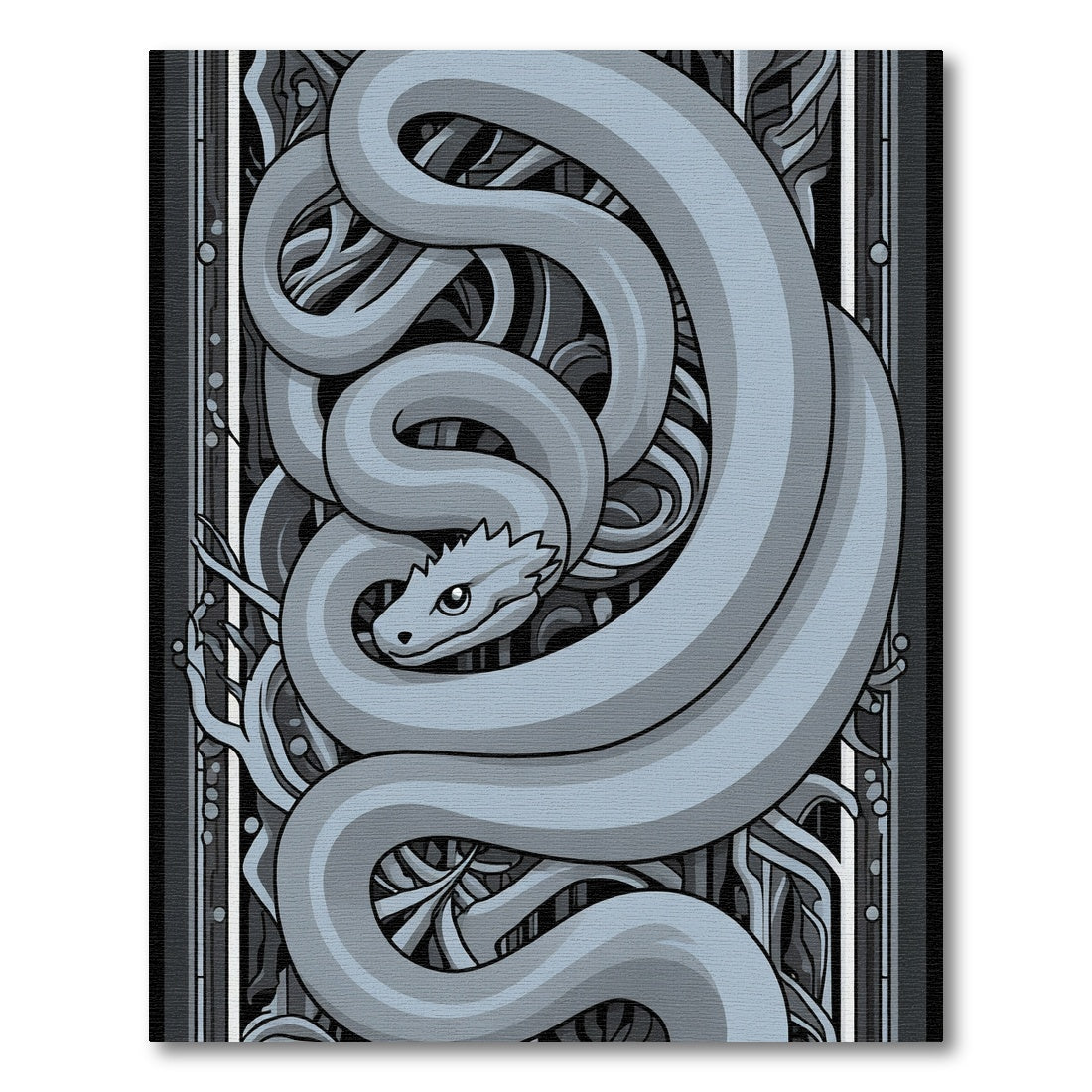 Serpentine Gray Abstract Creature Rug
