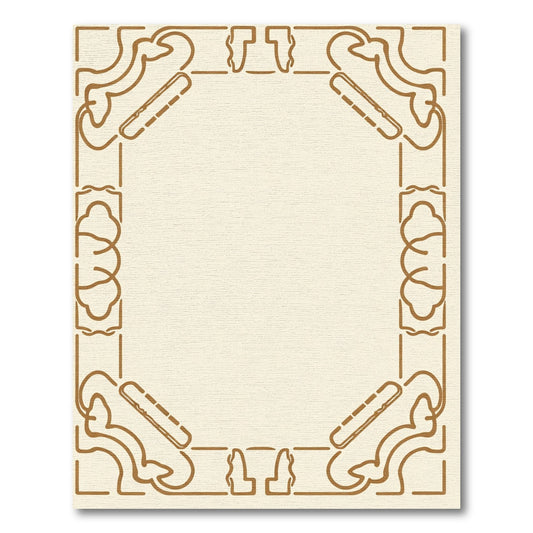 Ornate Gold Scrollwork Octagon Border Rug