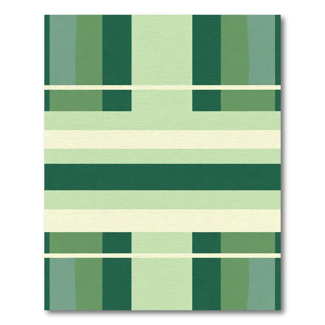 Modern Green Mid Century Stripe Rug