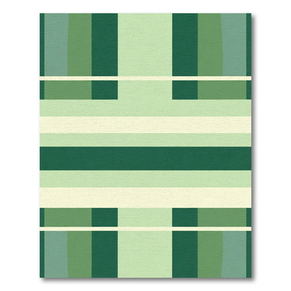 Modern Green Mid Century Stripe Rug