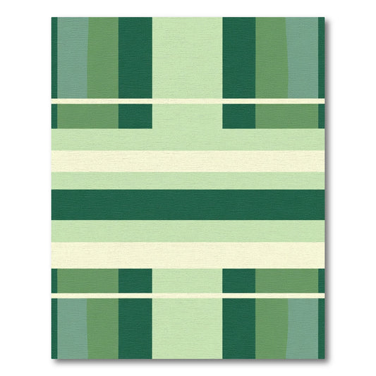 Modern Green Mid Century Stripe Rug