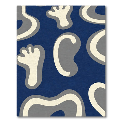 Blue Cream Gray Organic Shapes Rug