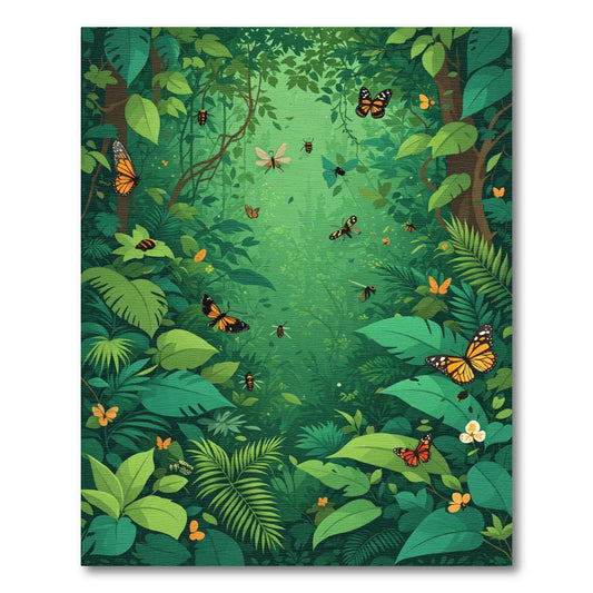 Lush Green Jungle Butterfly Bloom Rug