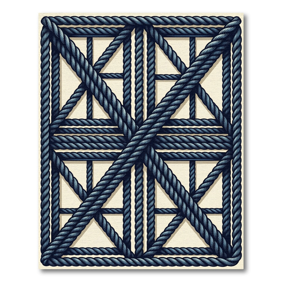 Navy Rope Intertwined Lattice Rug