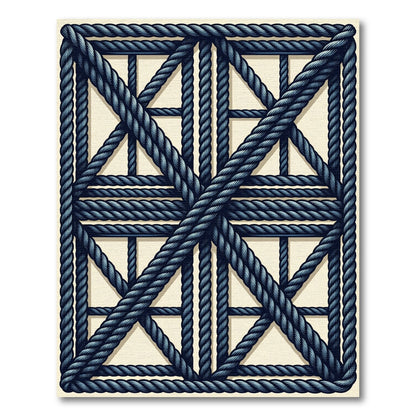Navy Rope Intertwined Lattice Rug