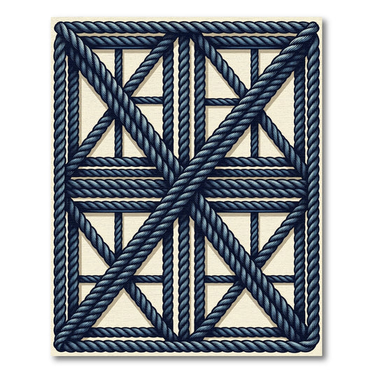 Navy Rope Intertwined Lattice Rug