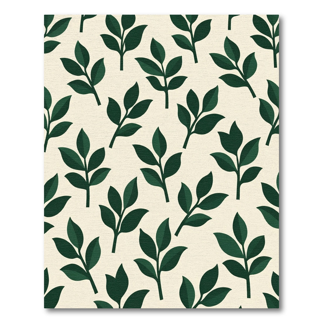Deep Green Leafy Branches Ivory Rug