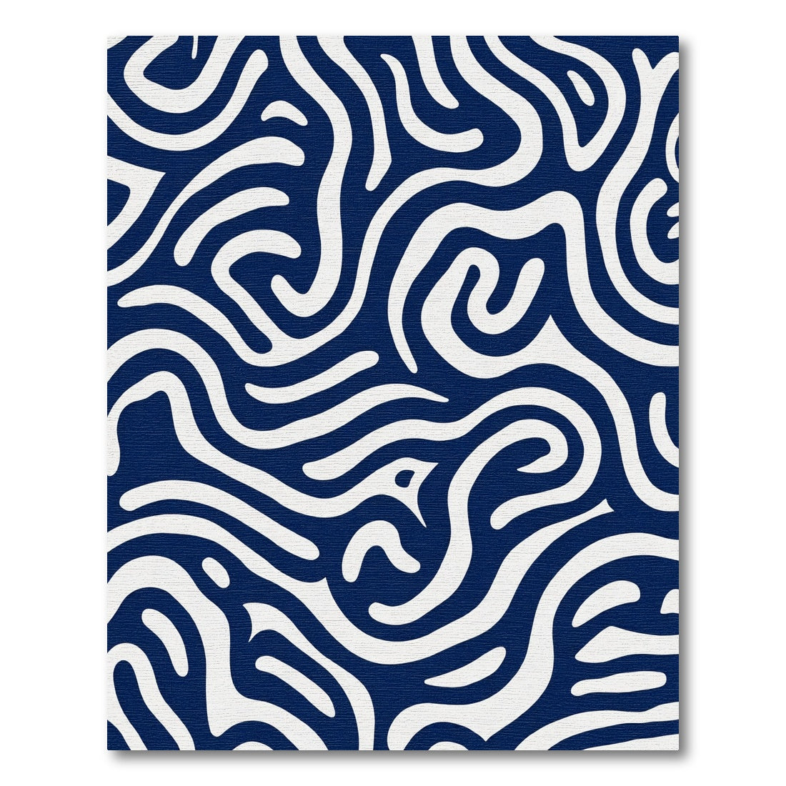 Navy White Abstract Flow Rug