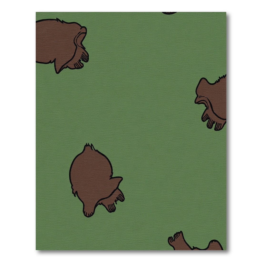 Green Brown Cartoon Paw Print Rug