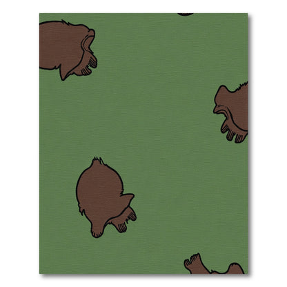 Green Brown Cartoon Paw Print Rug