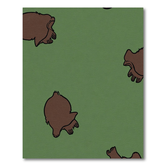 Green Brown Cartoon Paw Print Rug