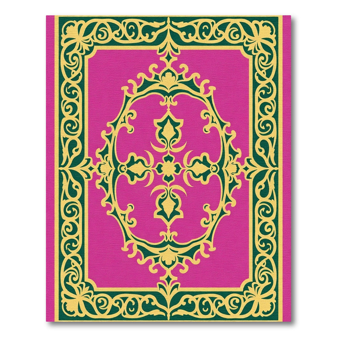 Floral Magenta Geometric Scroll Rug