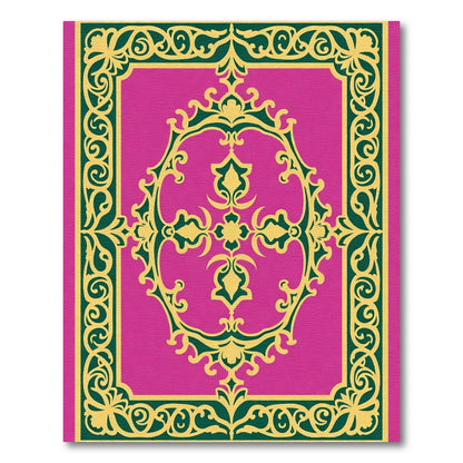 Floral Magenta Geometric Scroll Rug