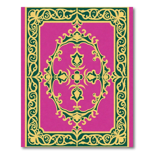 Floral Magenta Geometric Scroll Rug