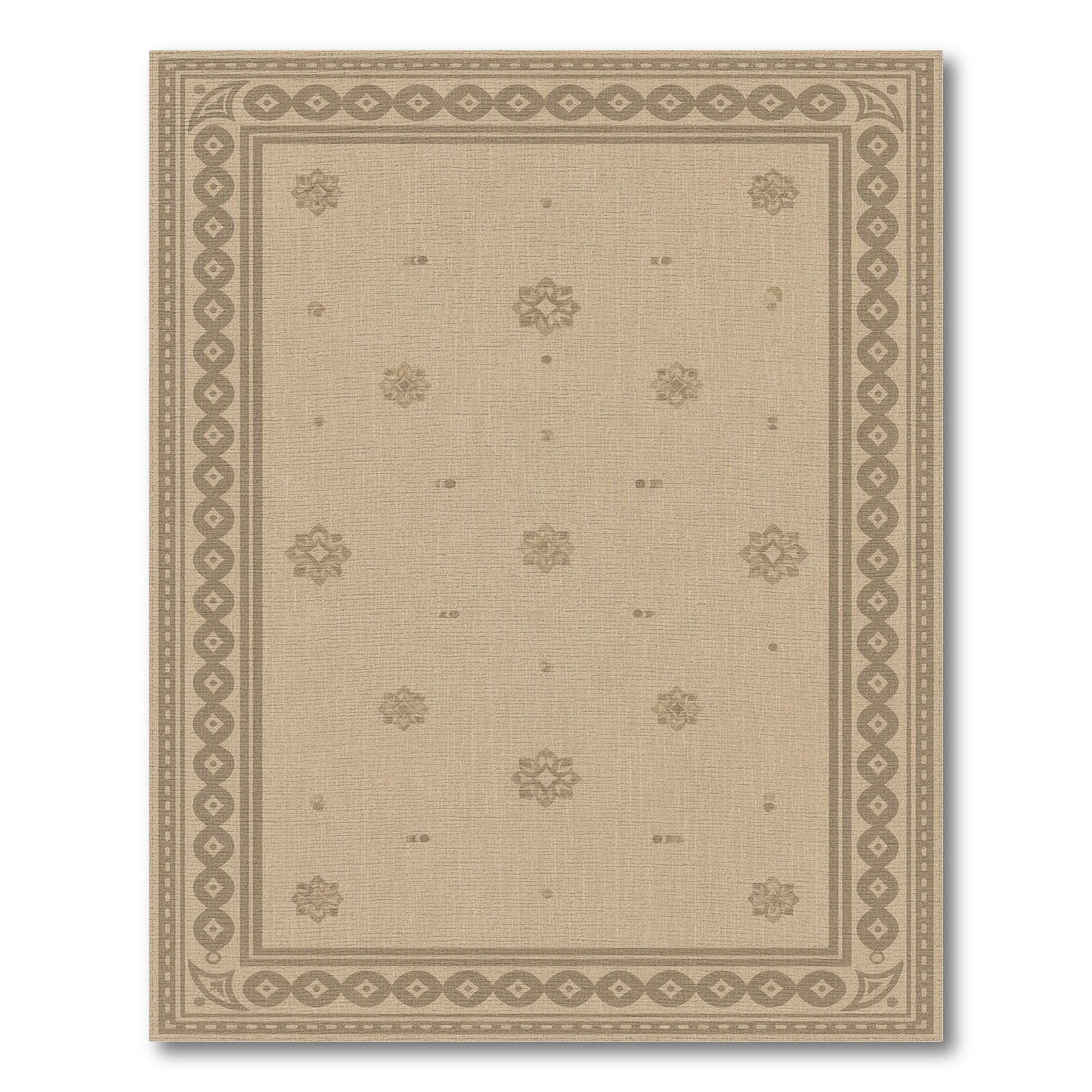 Beige Neutral Persian Floral Border Area Rug