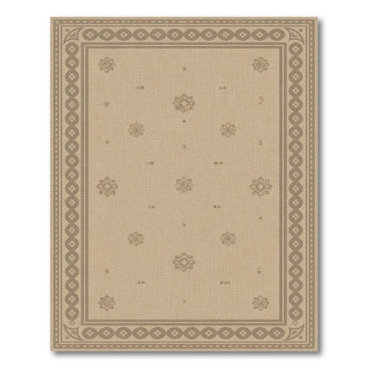 Beige Neutral Persian Floral Border Area Rug