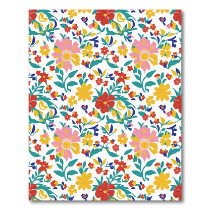 Vibrant red yellow pink floral bouquet Rug