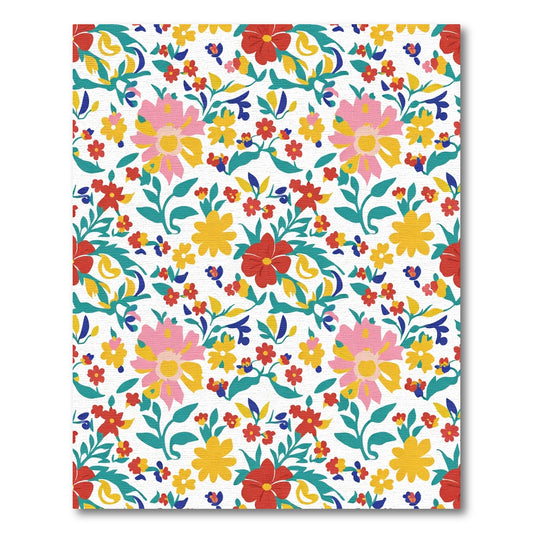 Vibrant red yellow pink floral bouquet Rug