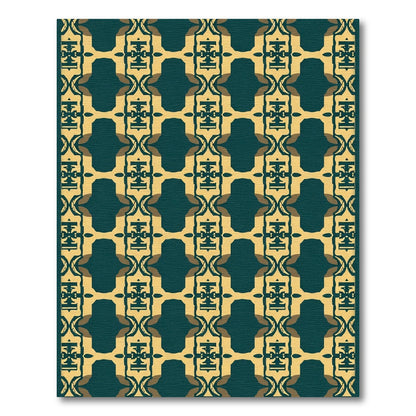 Gold Teal Art Deco Geometric Repeat Rug