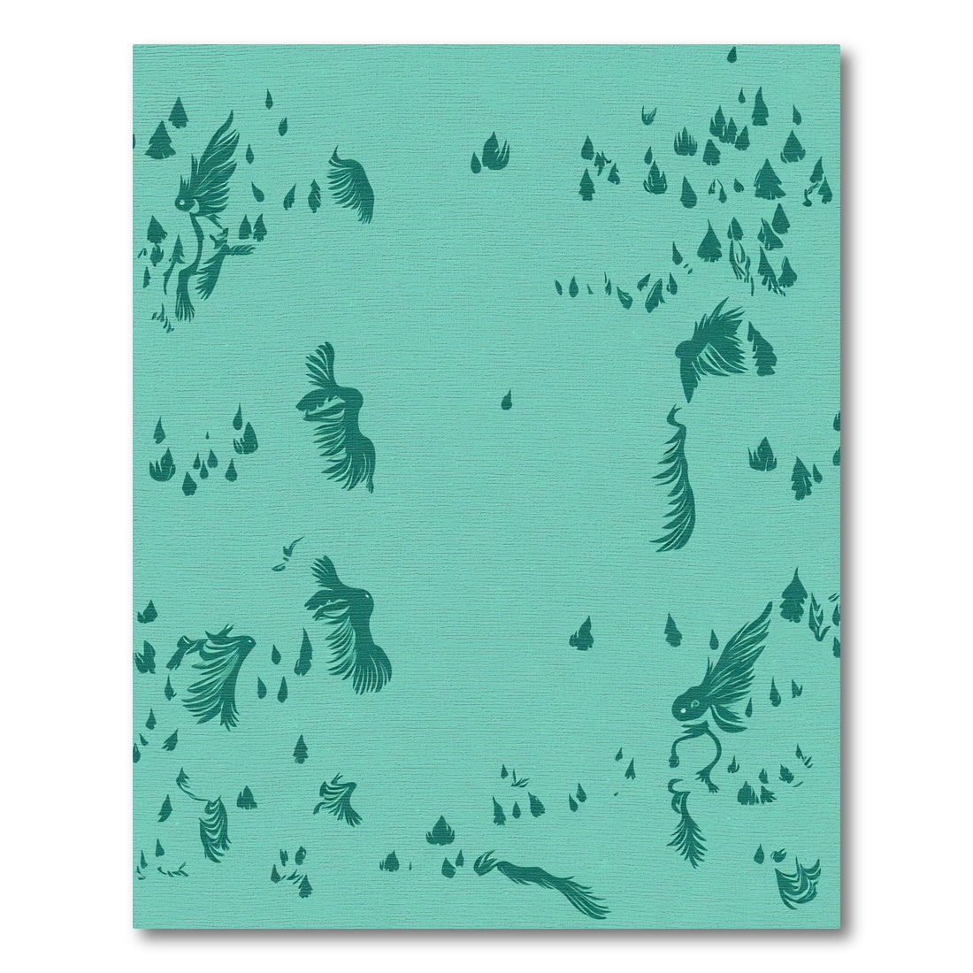 Teal Flying Creatures Scattered Landscape Rug