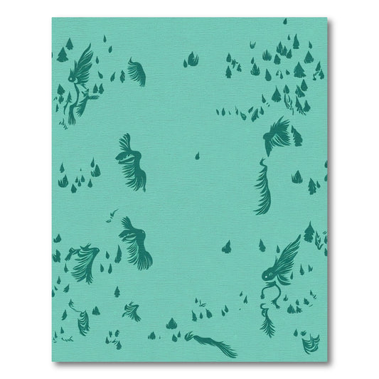 Teal Flying Creatures Scattered Landscape Rug
