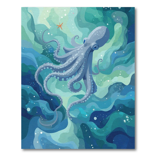 Blue Octopus Swirl Ocean Rug