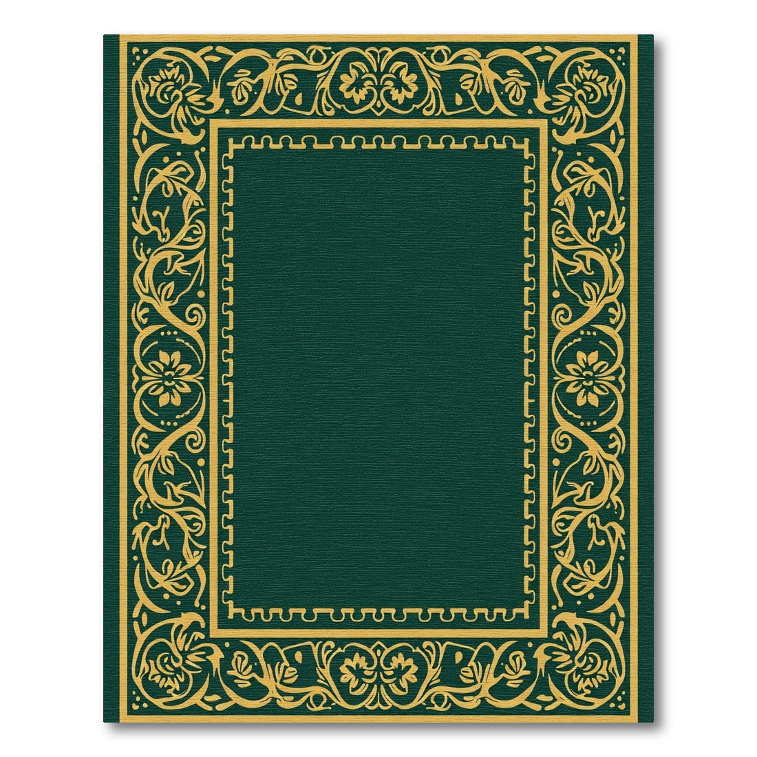 Ornate Gold Floral Vine Border Rug
