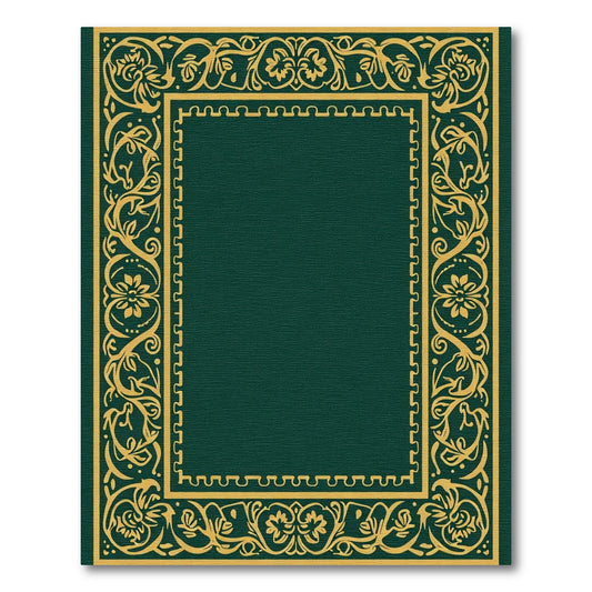 Ornate Gold Floral Vine Border Rug