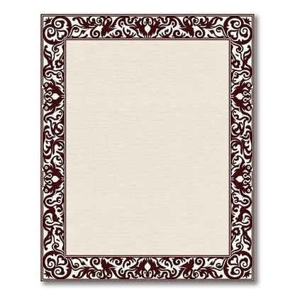 Deep Brown Ornate Flourish Border Rug