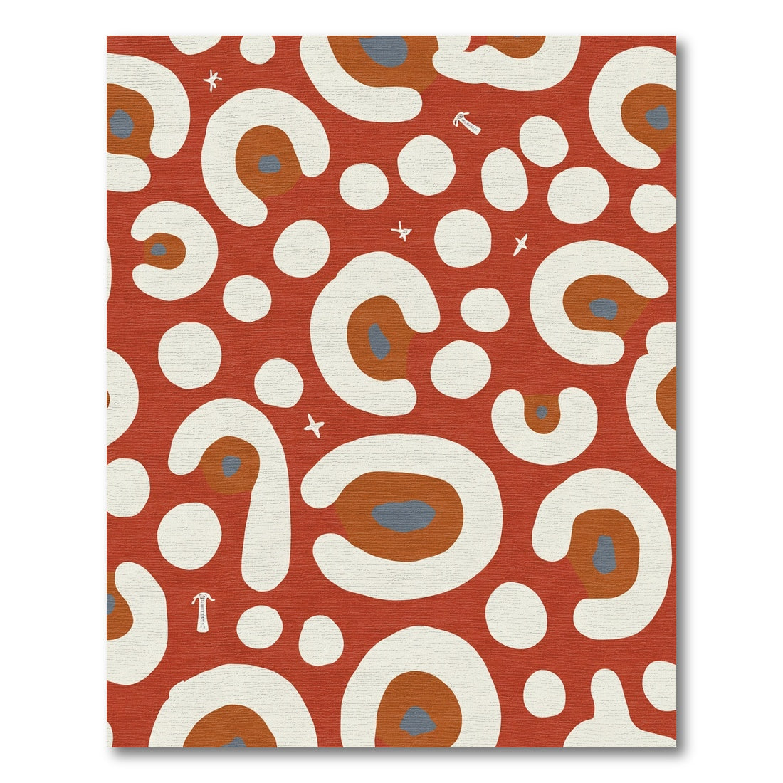 Terracotta Cream Abstract Spots Rug
