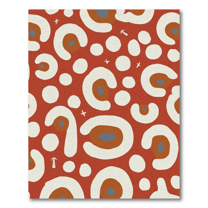 Terracotta Cream Abstract Spots Rug