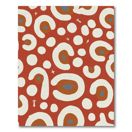 Terracotta Cream Abstract Spots Rug