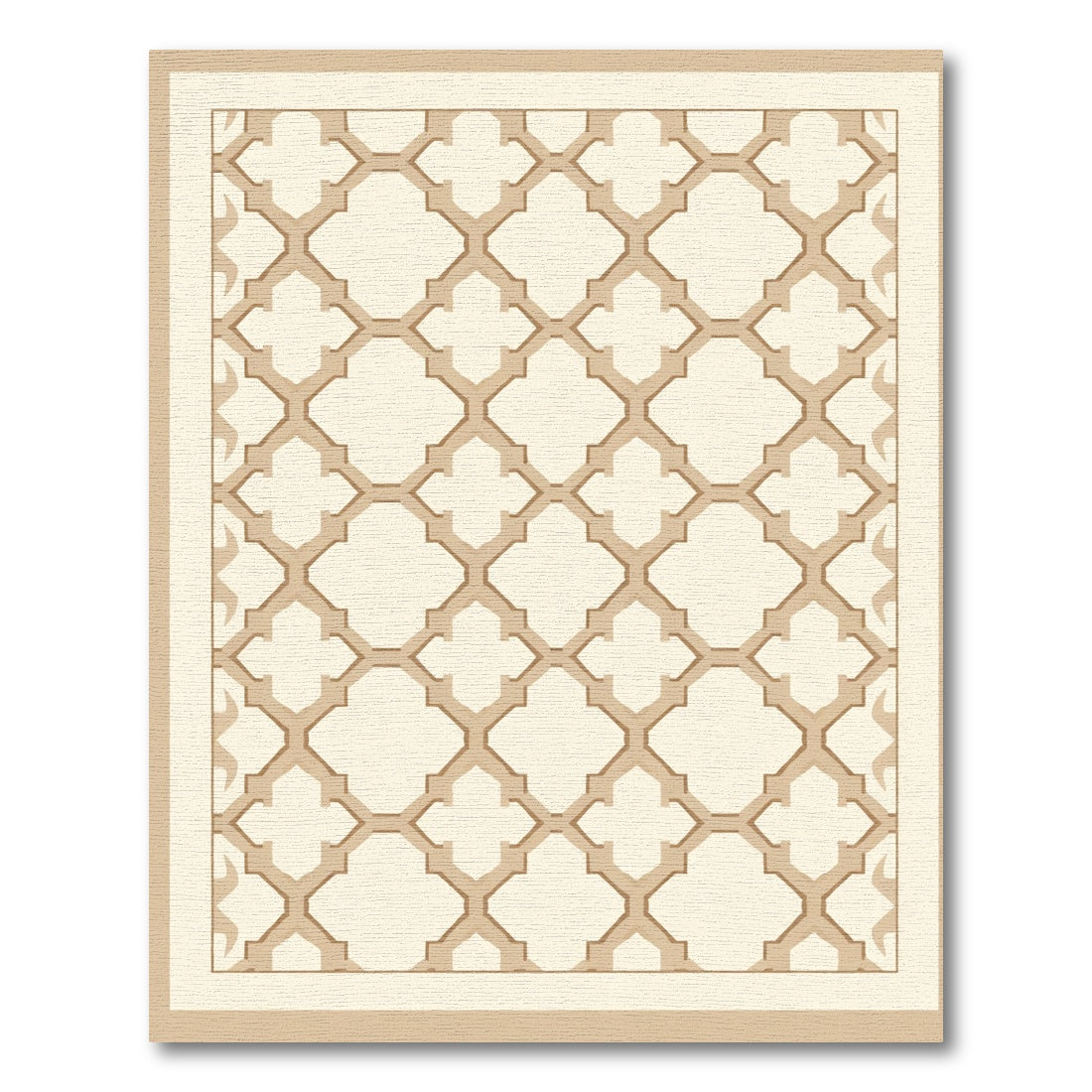 Neutral Lattice Quilted Geometric Rug