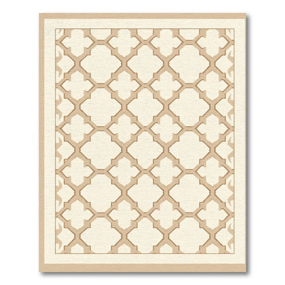Neutral Lattice Quilted Geometric Rug