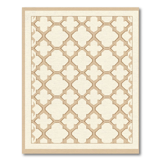 Neutral Lattice Quilted Geometric Rug