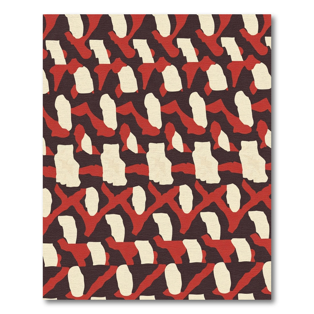 Red White Abstract Camouflage Rug