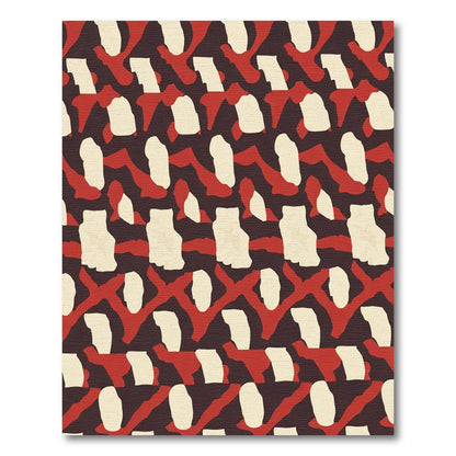 Red White Abstract Camouflage Rug