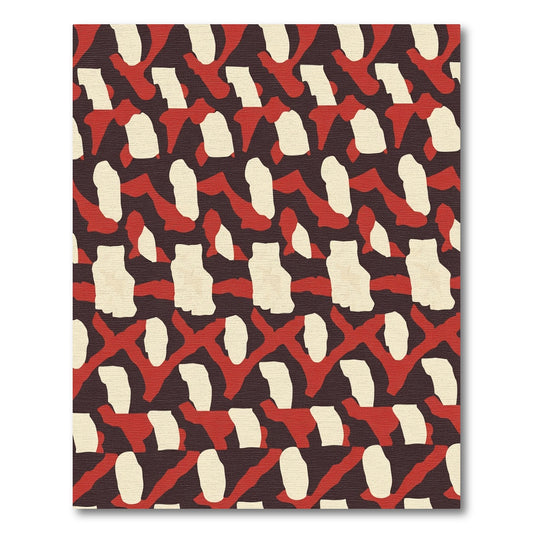 Red White Abstract Camouflage Rug