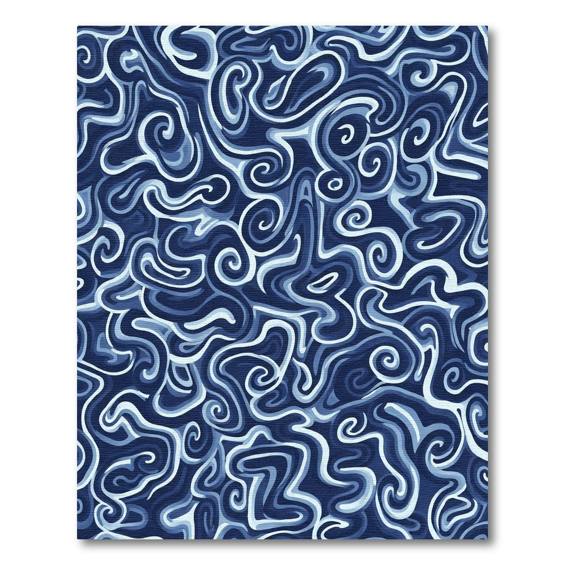 Deep Blue Swirling Abstract Rug