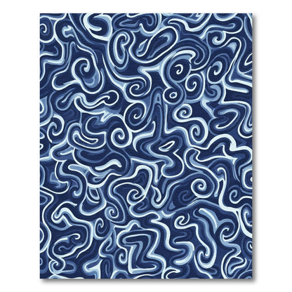 Deep Blue Swirling Abstract Rug