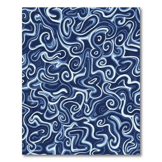 Deep Blue Swirling Abstract Rug