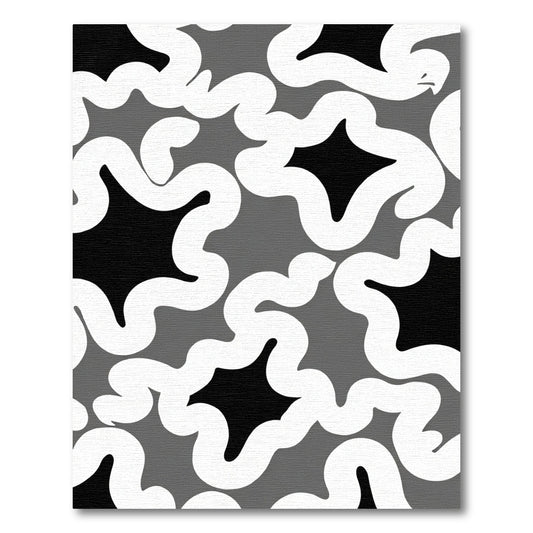 Monochrome Organic Swirl Starburst Rug