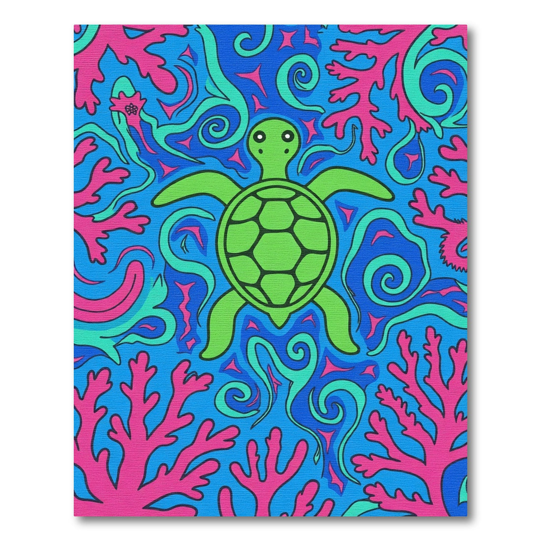 Vibrant Turtle Coral Swirls Rug