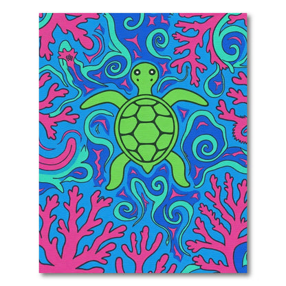 Vibrant Turtle Coral Swirls Rug